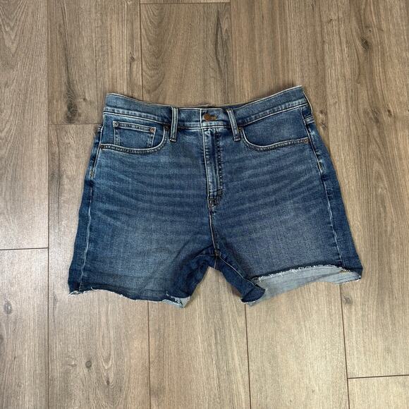 J.Crew Classic Denim Short WMNS 30 Dark Pacific Blue Wash Stretch Rolled Raw Hem - Picture 4 of 9